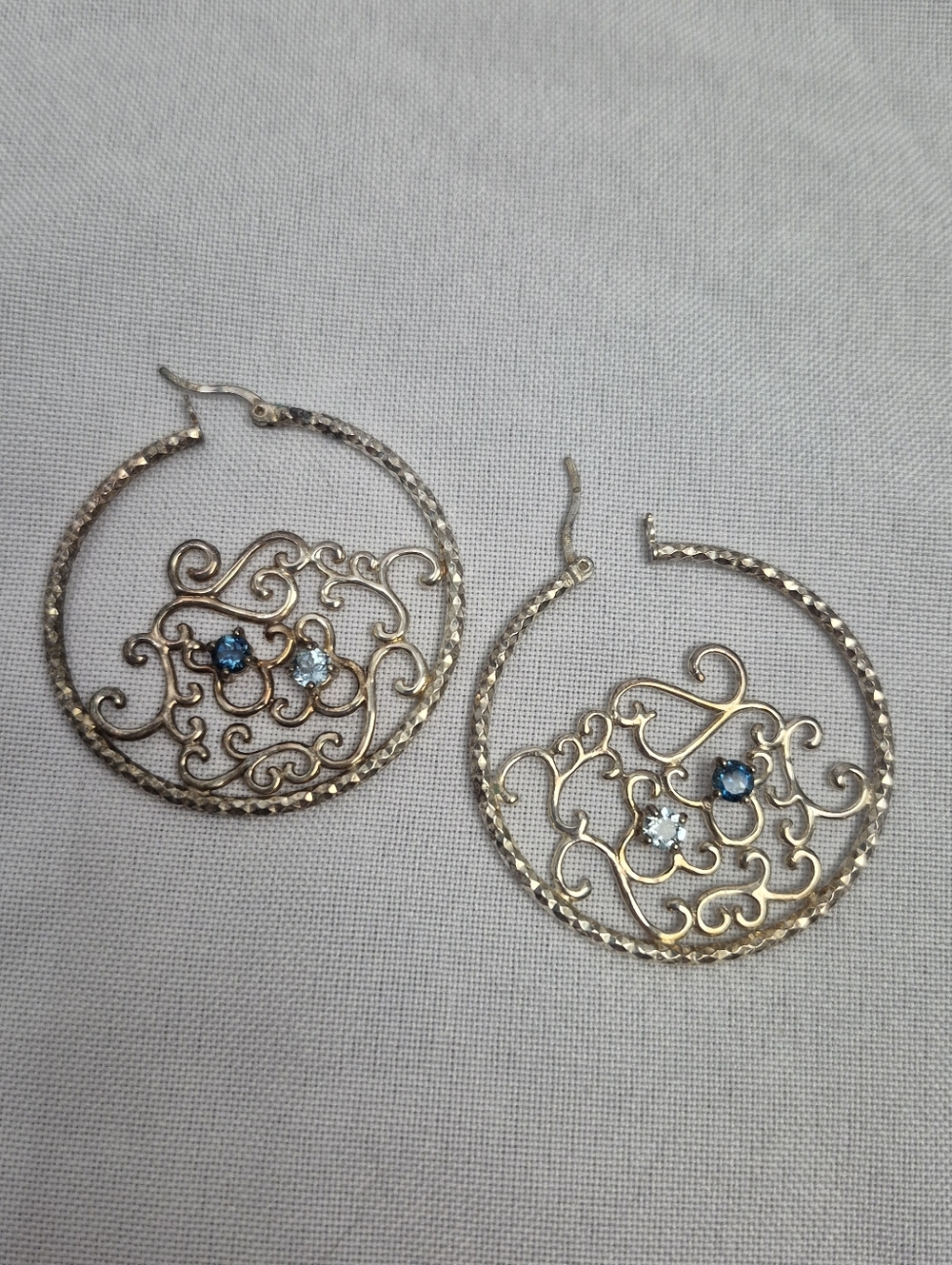 Zoe B. Studio Sterling Silver and Stone Hoop Earrings